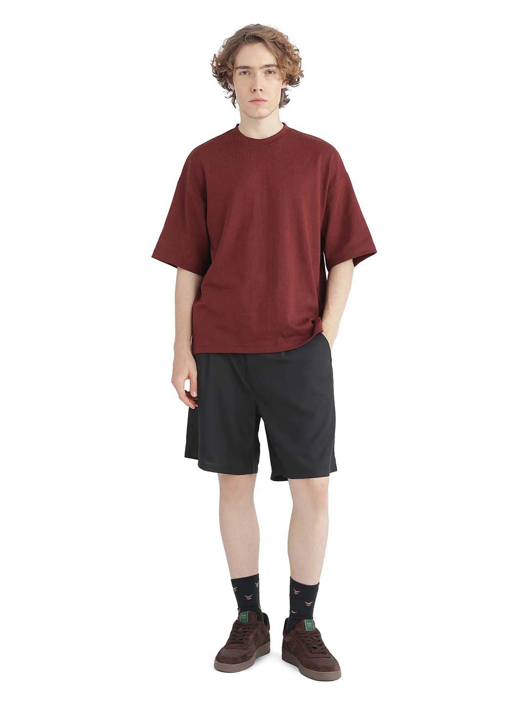 

RARE RABBIT Men High-Rise Shorts, Black
