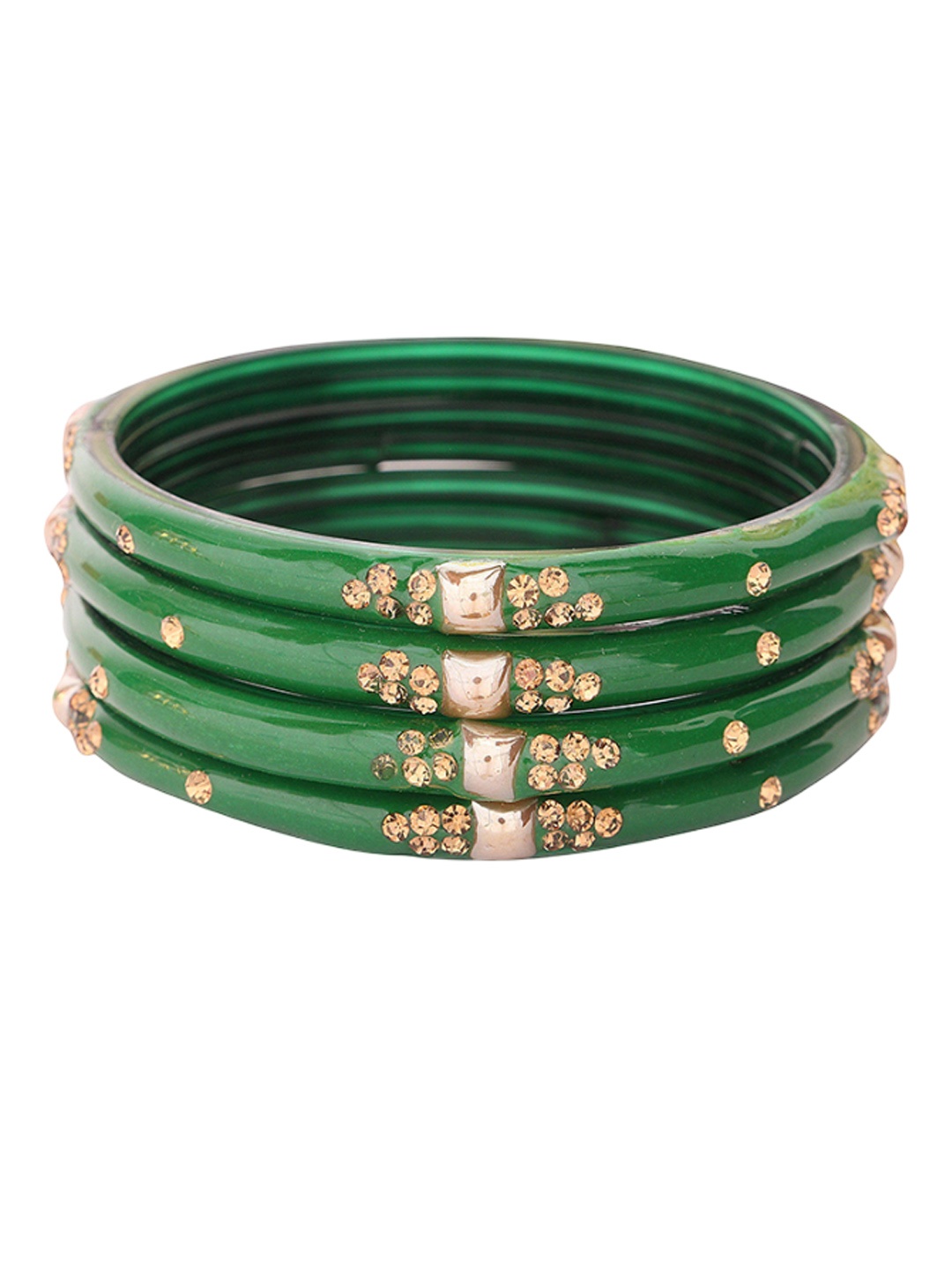 

ZULKA Set Of 12 Metal Green Bangles