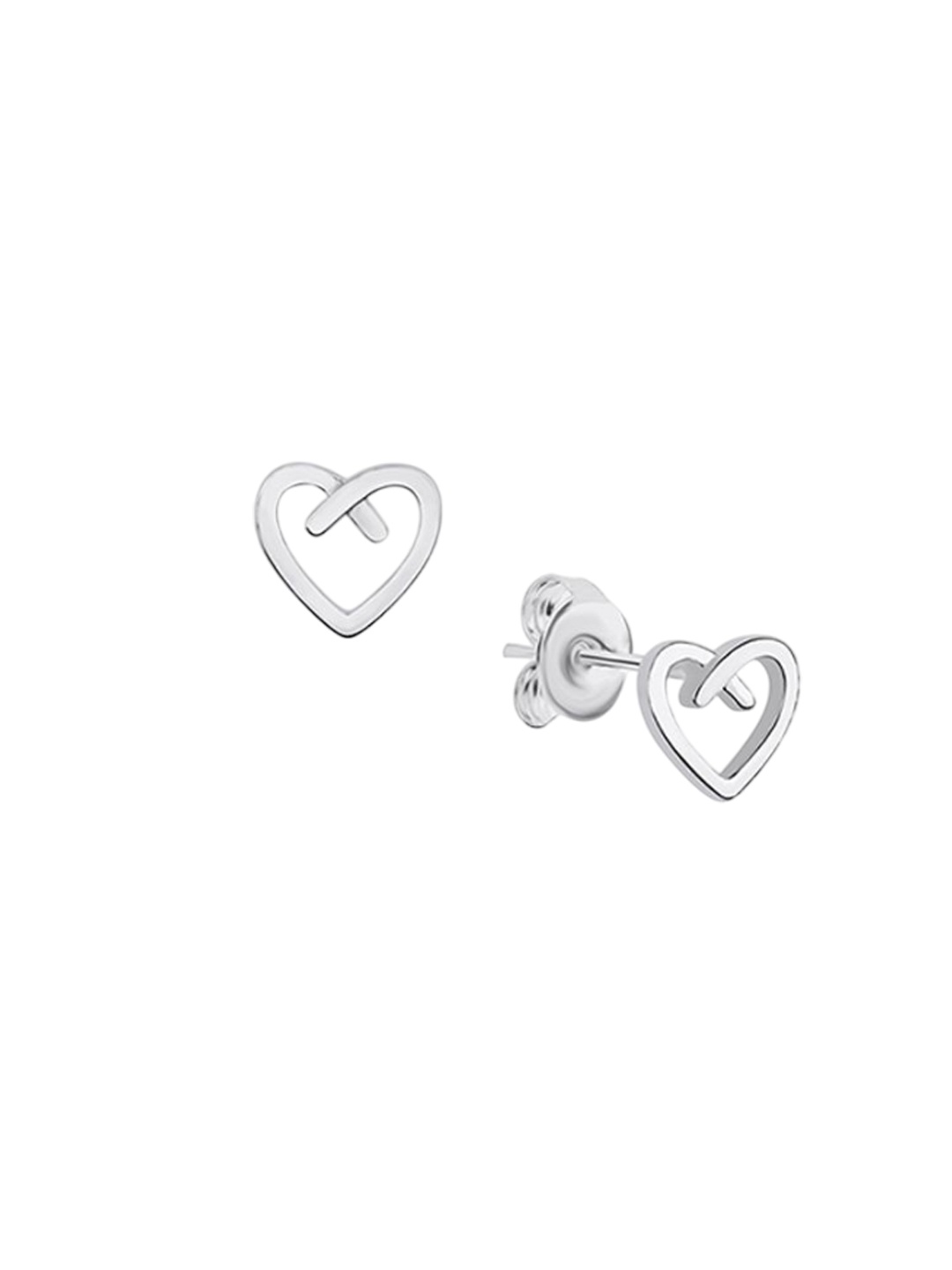 

Nistra Heart Shaped Studs Earrings, Silver
