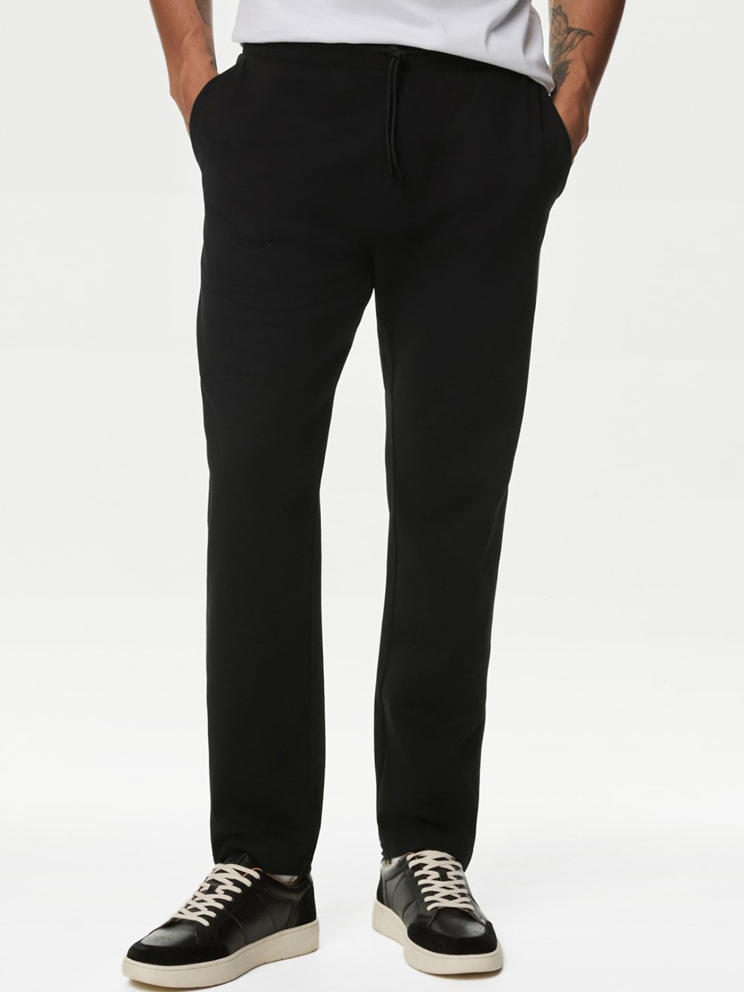 

Marks & Spencer Men Regular Fit Mid-Rise Track Pants, Black