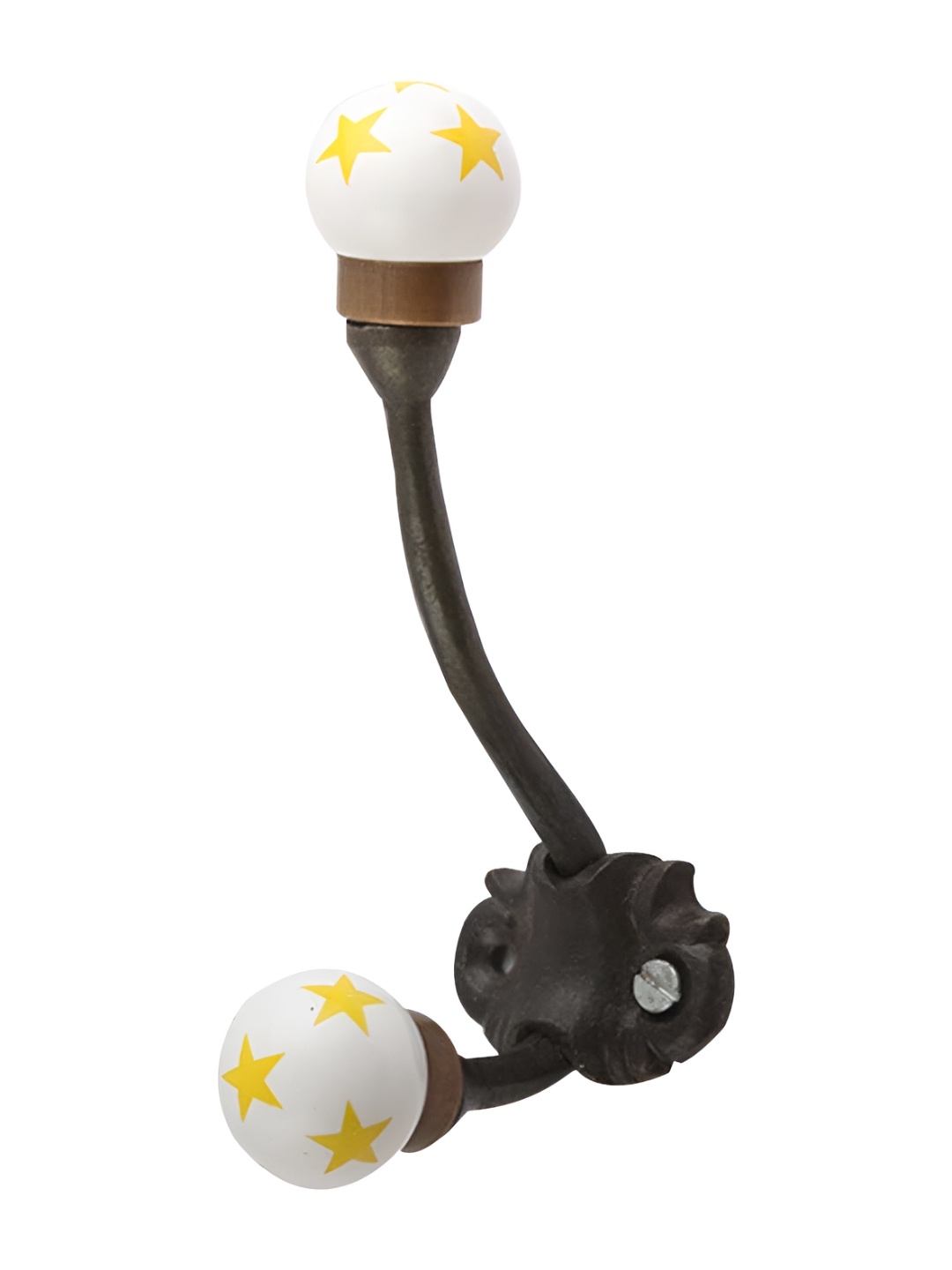 

IndianShelf White & Yellow Printed Ceramic Wall Hook
