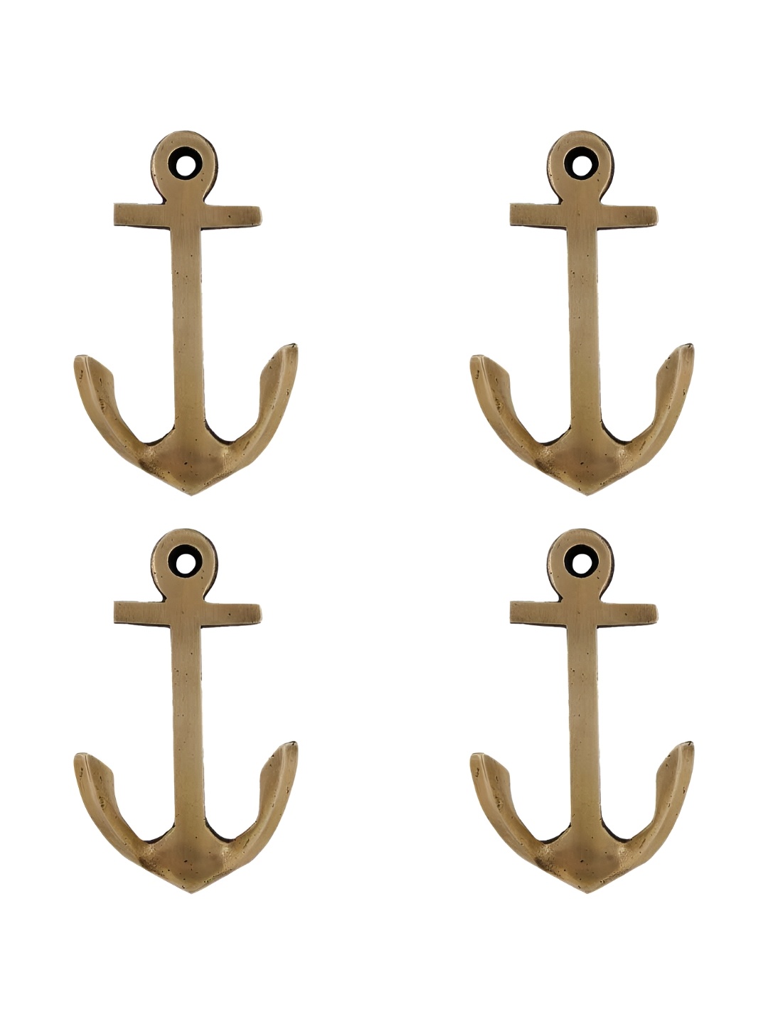 

IndianShelf Gold-Toned 4 Pieces Brass Anchor Hangers for Clothes Wall Mounted Coat Hooks