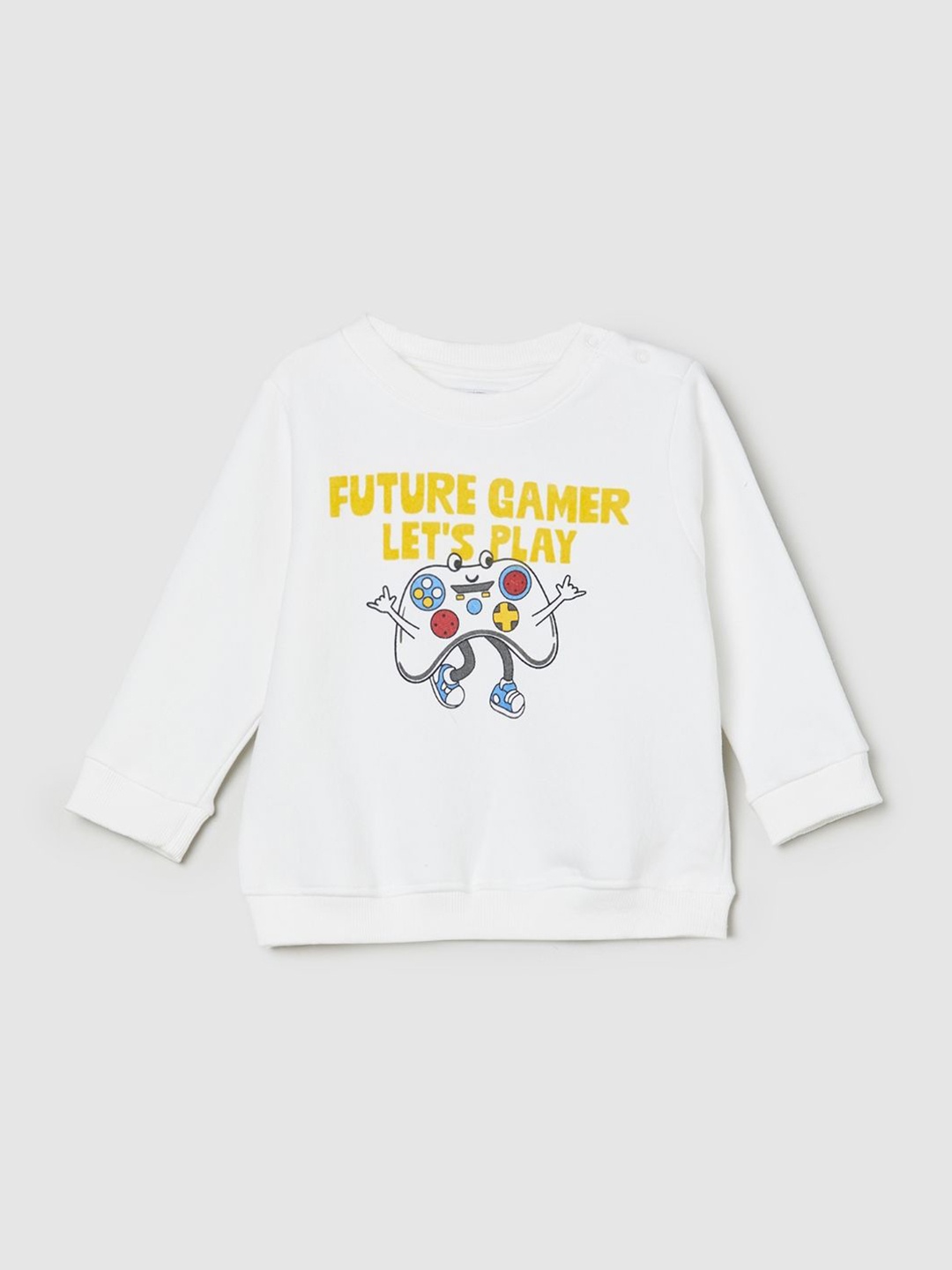 

max Boys Cotton Printed Pullover Sweatshirt, White