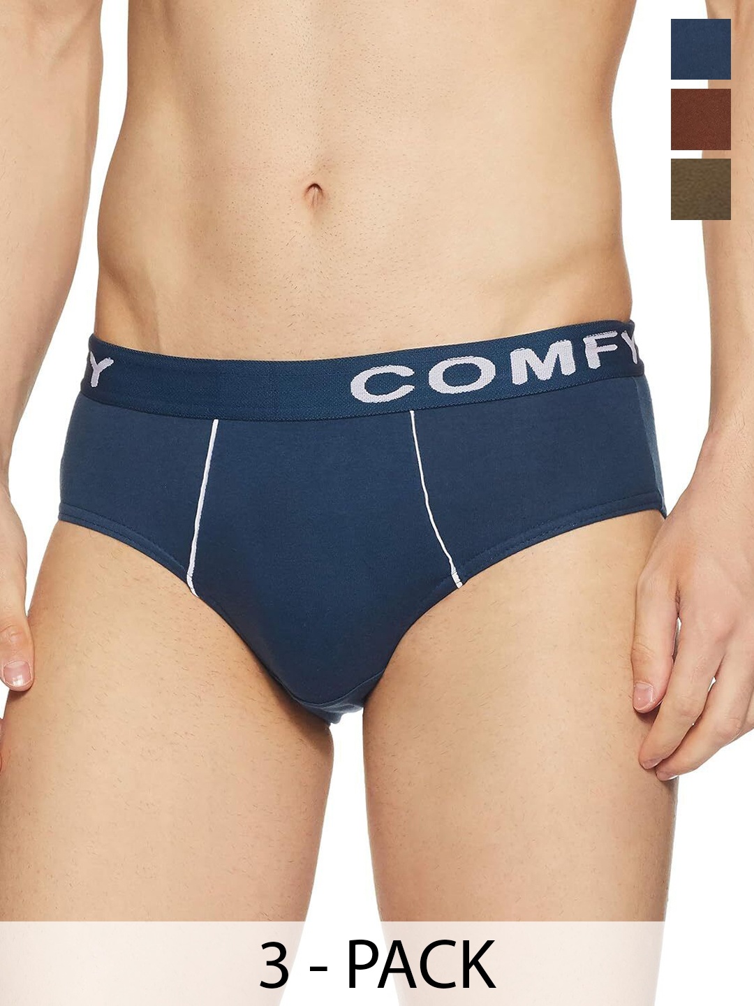 

AMUL COMFY Men Pack Of 3 Mid Rise Hipster Briefs-OE-3-95, Navy blue