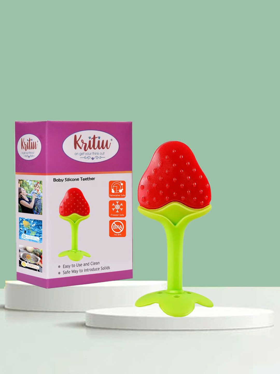 

Kritiu Kids Fruit Shape Baby Teether, Red