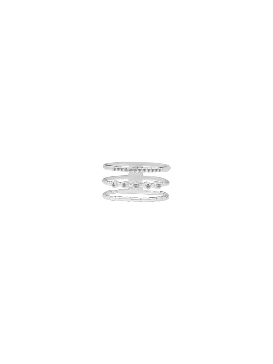 

Nistra Rhodium-Plated Stone-Studded Finger Ring, Silver