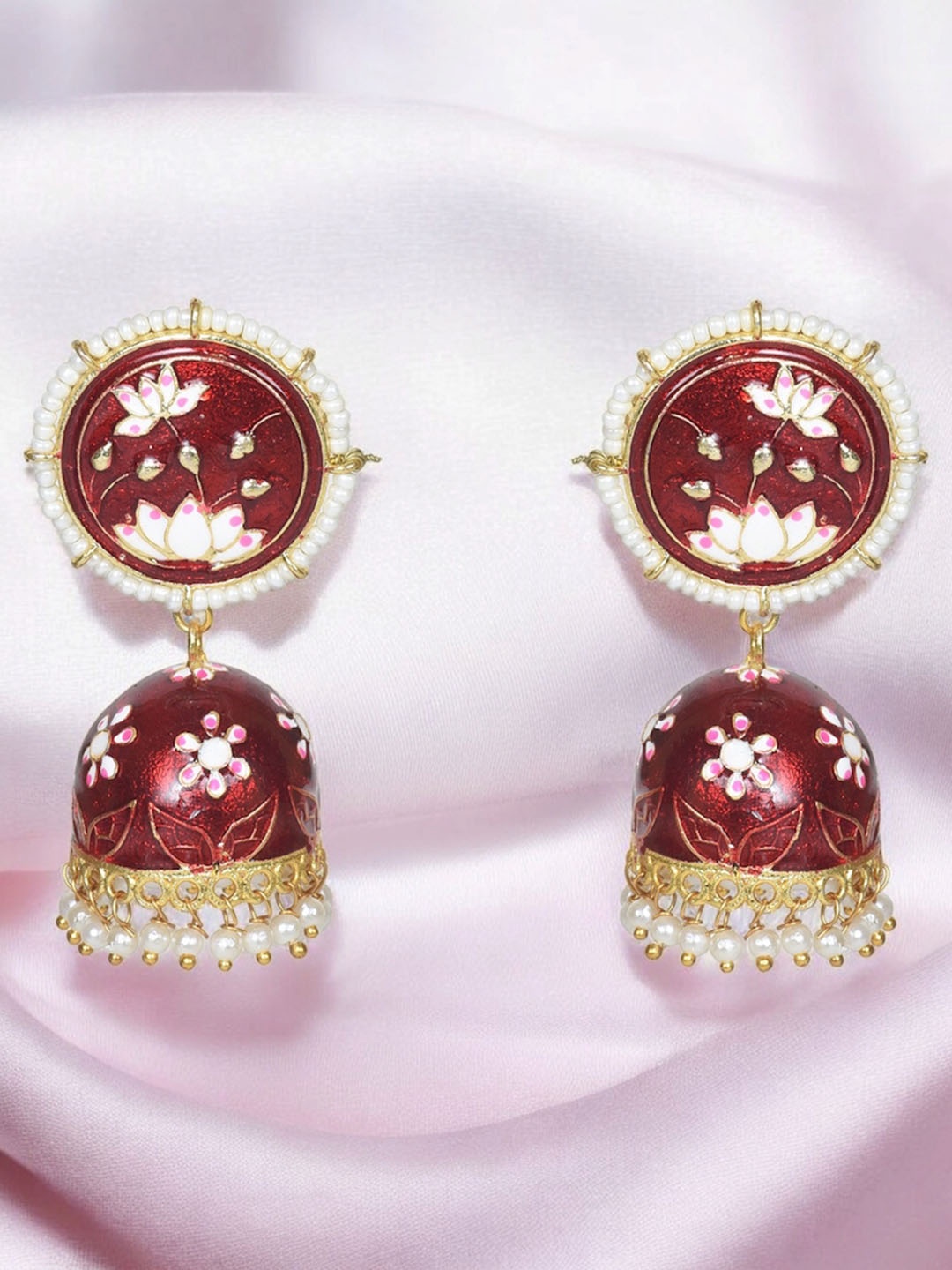 

Nilu's Collection Brass-Plated Dome Shaped Jhumkas, Gold
