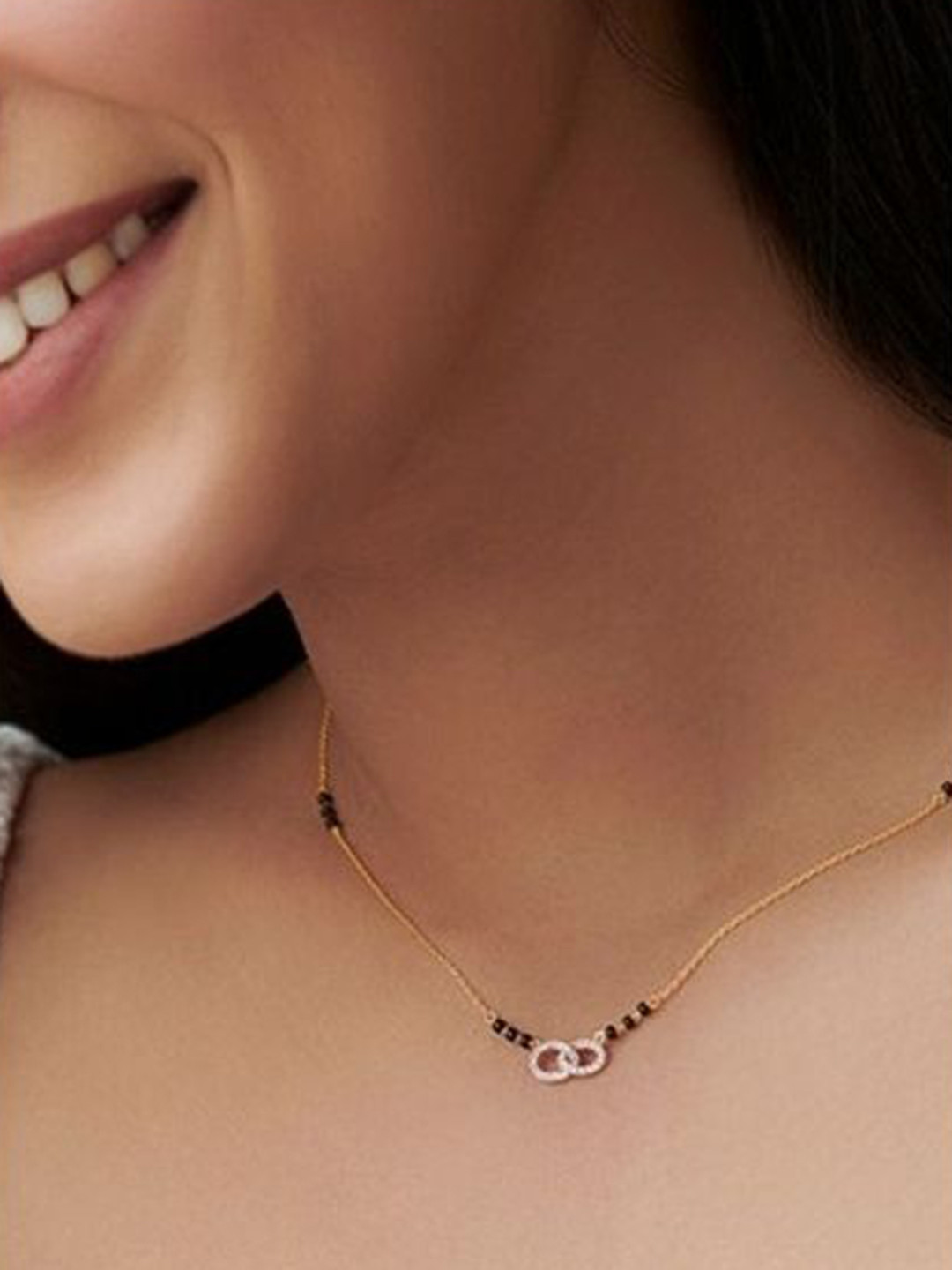 

Wynona Set Of 2 Gold-Plated American Diamond & Beaded Mangalsutras
