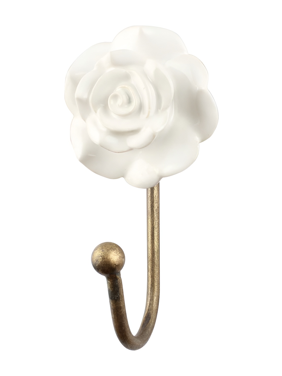 

IndianShelf White & Gold Toned Floral Textured Ceramic Wall Hooks