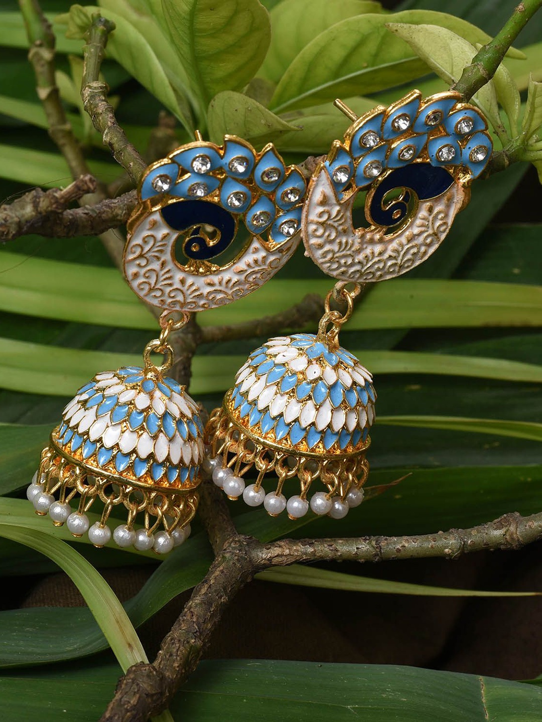 

Nilu's Collection Peacock Shaped Jhumkas, Gold