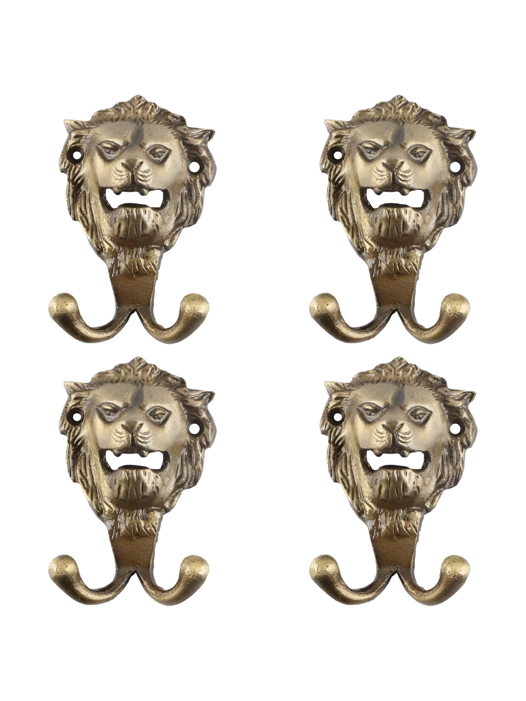

IndianShelf Bronze 4 Pieces Iron Lion Wall Hooks