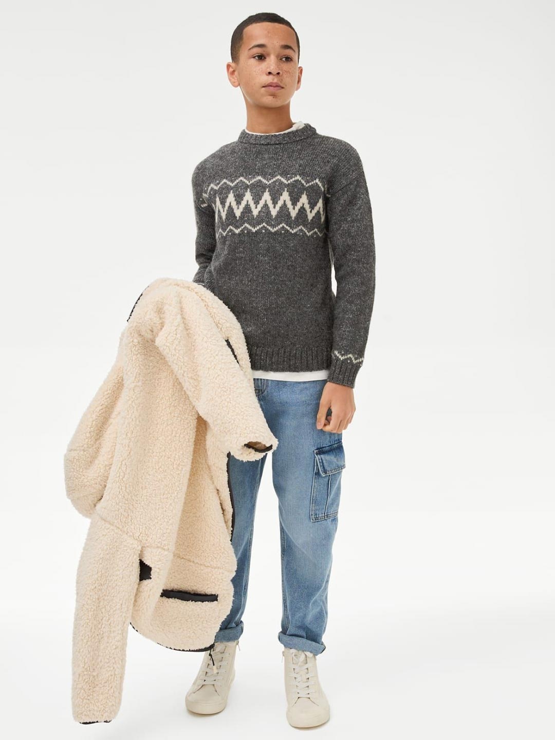 

Marks & Spencer Boys Printed Pullover, Grey