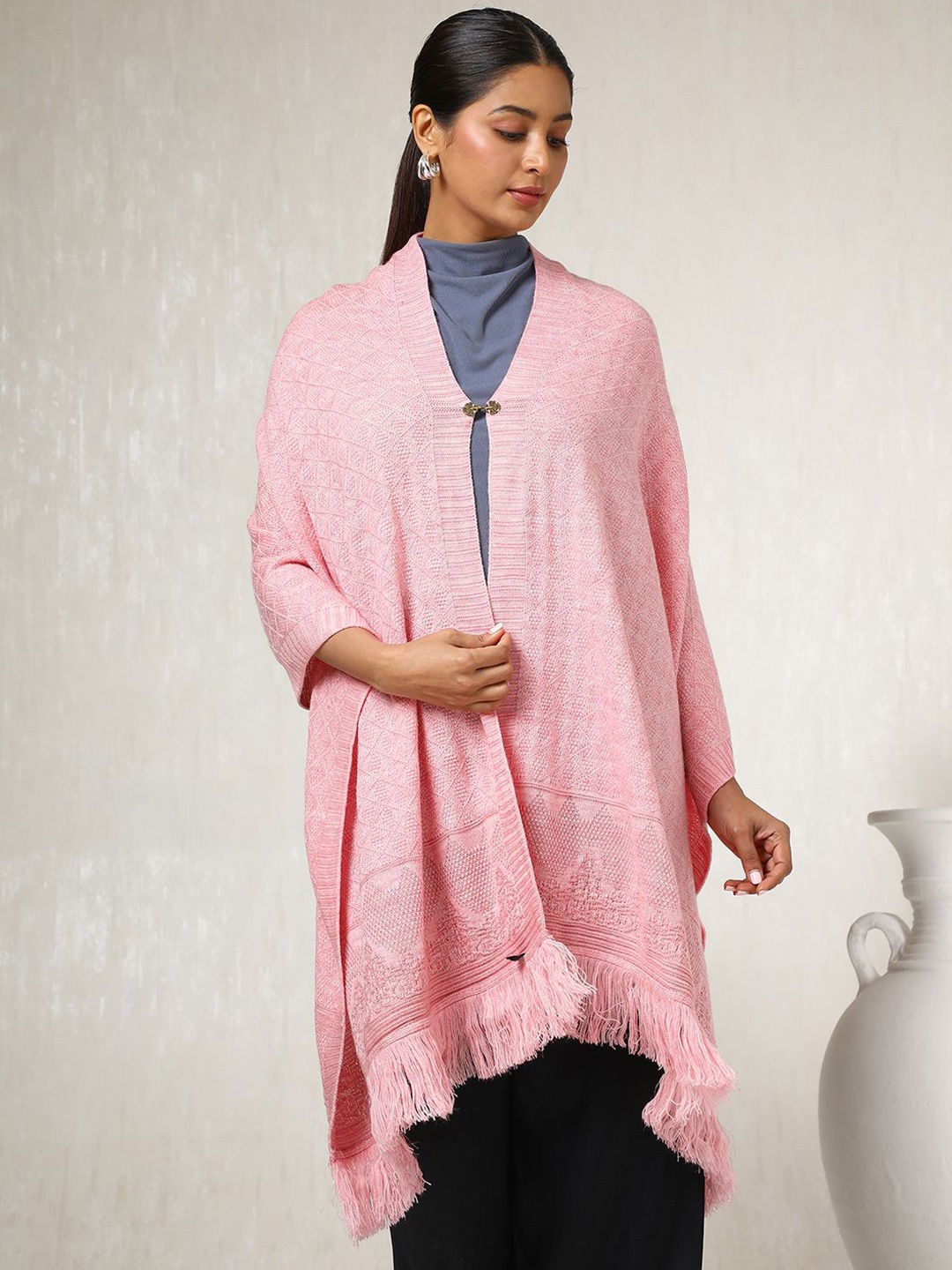 

Soch Women Woven Design Acrylic Shawl, Pink