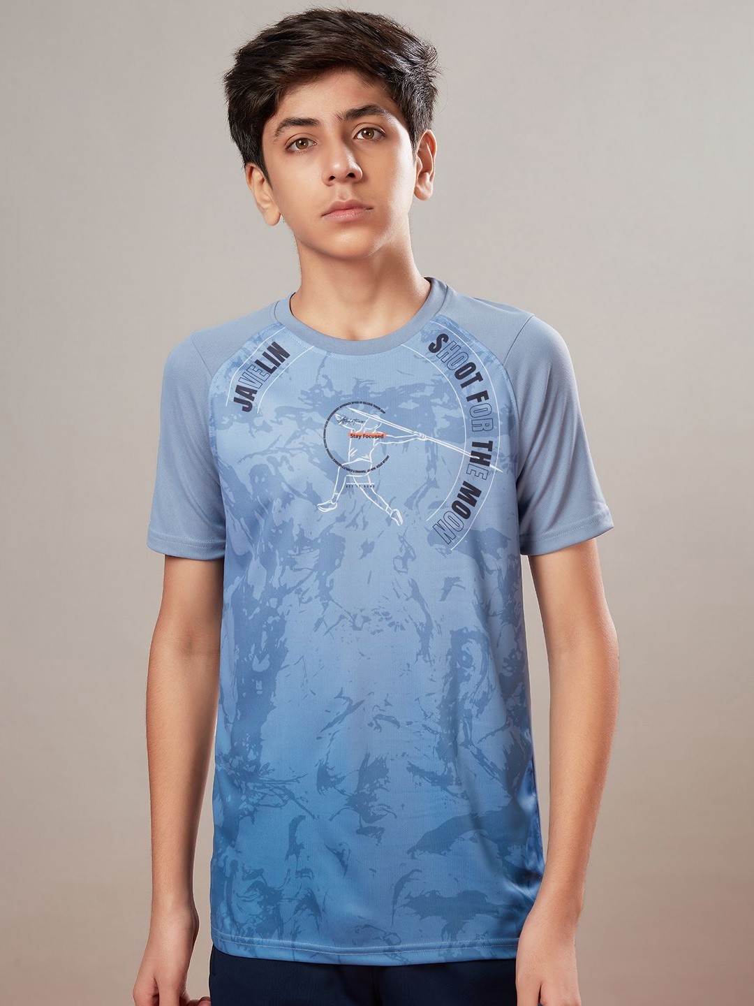 

Technosport Boys aw'24 UPF50 Graphic Printed Casual T-shirt, Blue