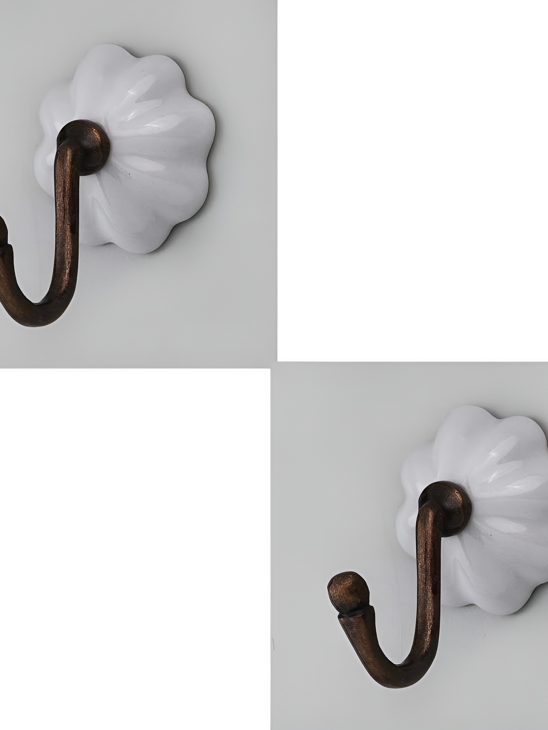 

IndianShelf White & Brown 2 Pieces Ceramic Melon Cloth Hangers Wall Hooks