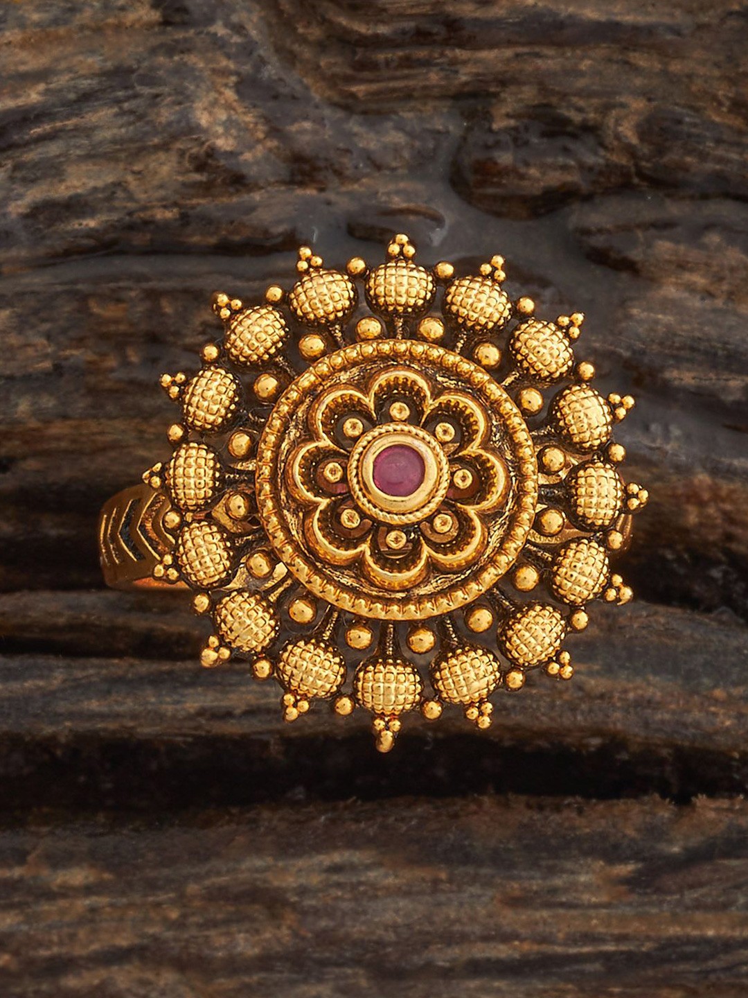 

Kushal's Fashion Jewellery Gold-Plated Ethnic Finger Ring