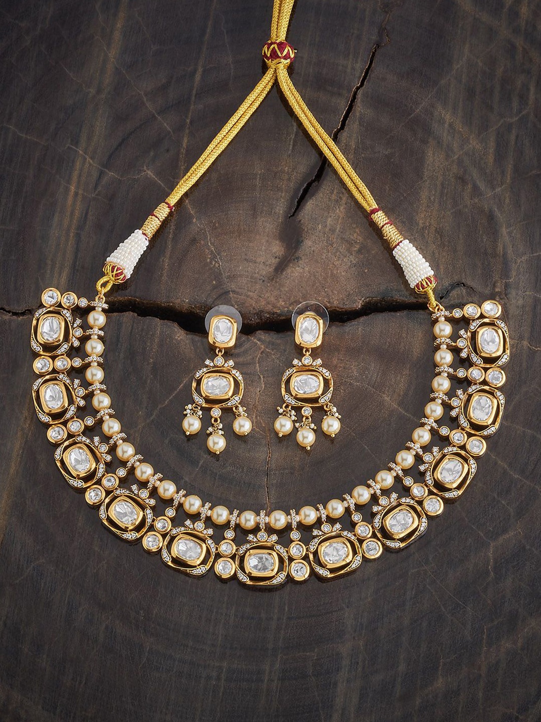 

Kushal's Fashion Jewellery Kundan Studded Jewellery Set, Gold