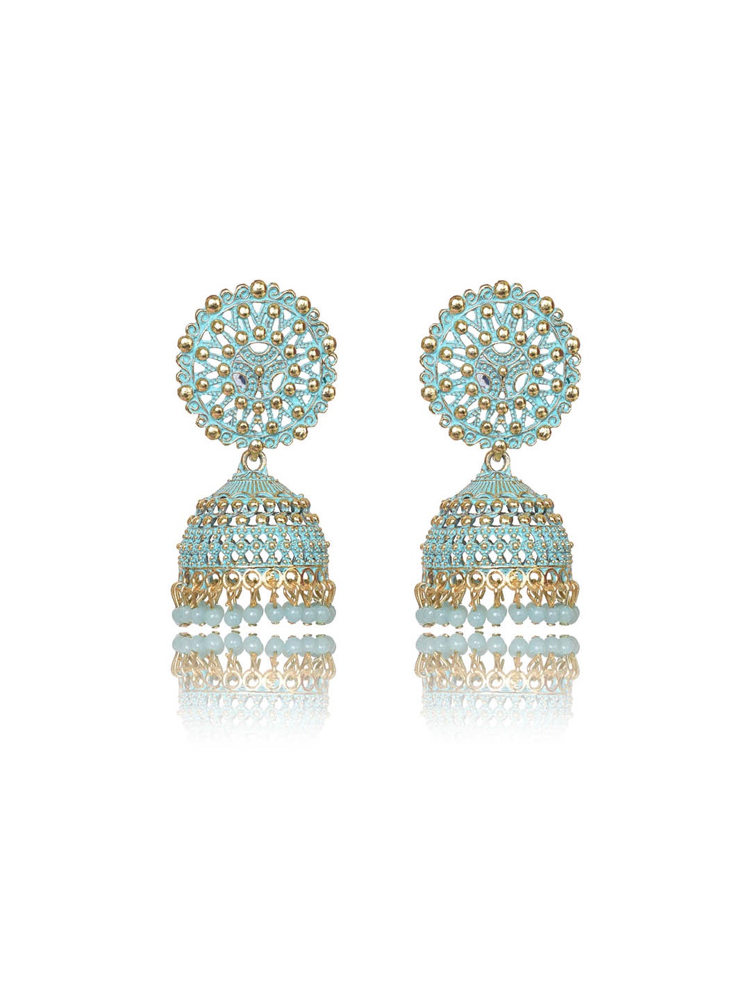 

Nilu's Collection Dome Shaped Beaded Oxidised Jhumkas, Gold