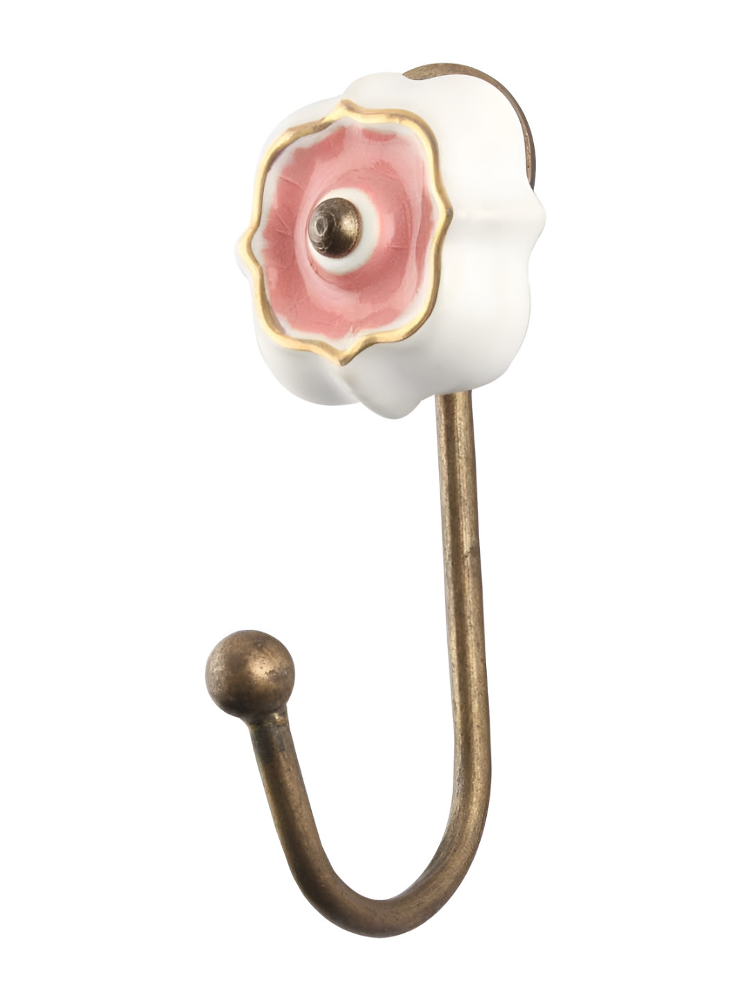 

IndianShelf Pink & White Ceramic Solid Wall Hangings Key Hooks