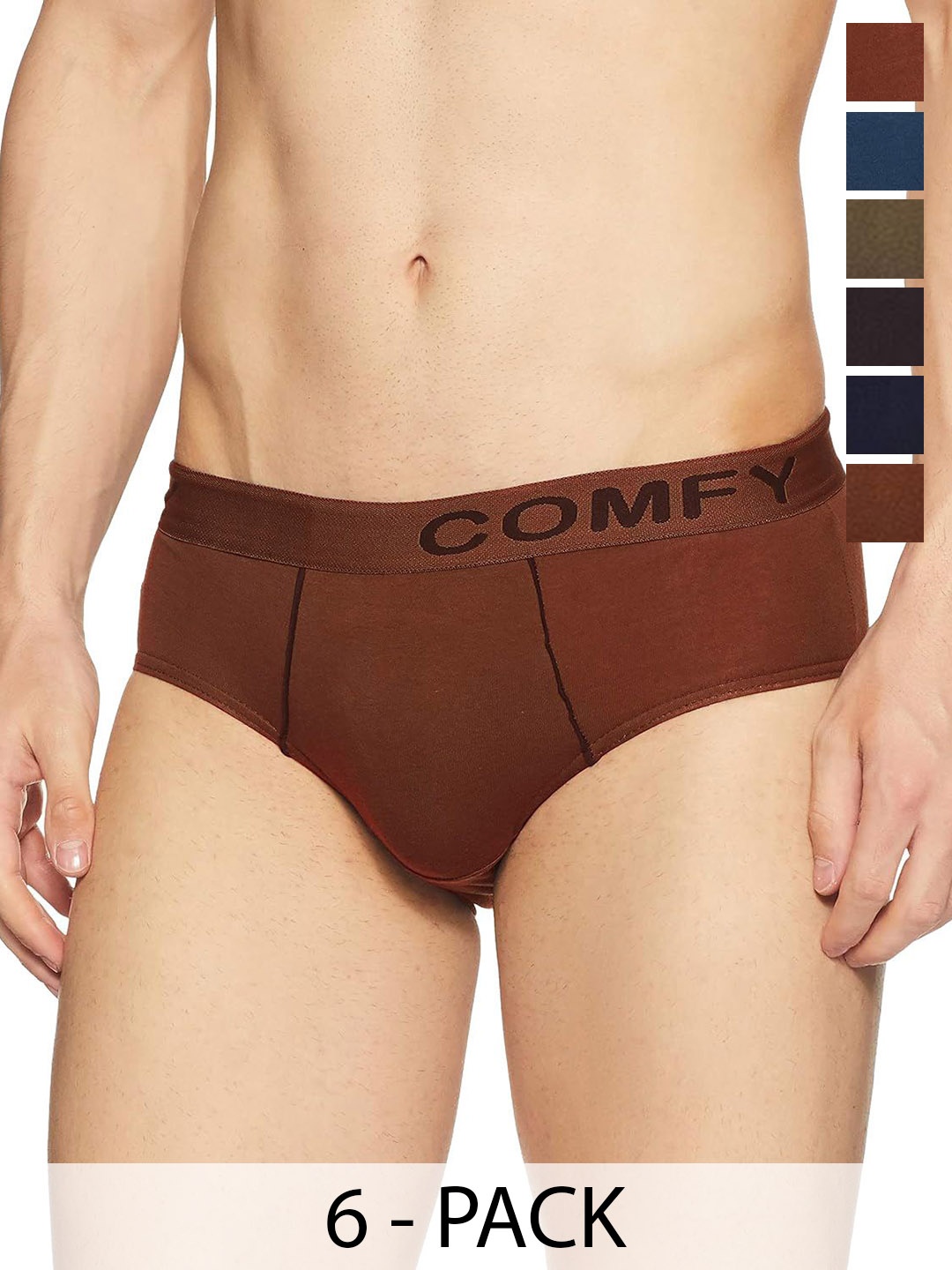 

AMUL COMFY Men Pack Of 6 Cotton Basic BriefsComfy-Brief-OE-6-110, Blue