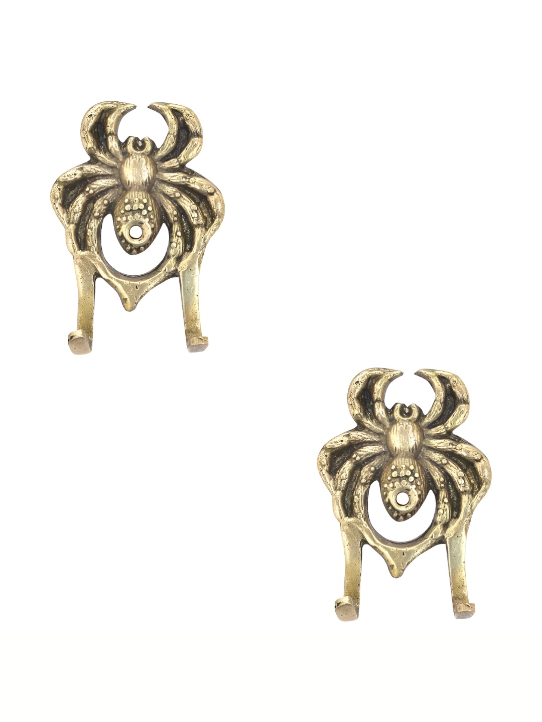 

IndianShelf Gold-Toned & Black 2 Pieces Crab Brass Wall Hooks