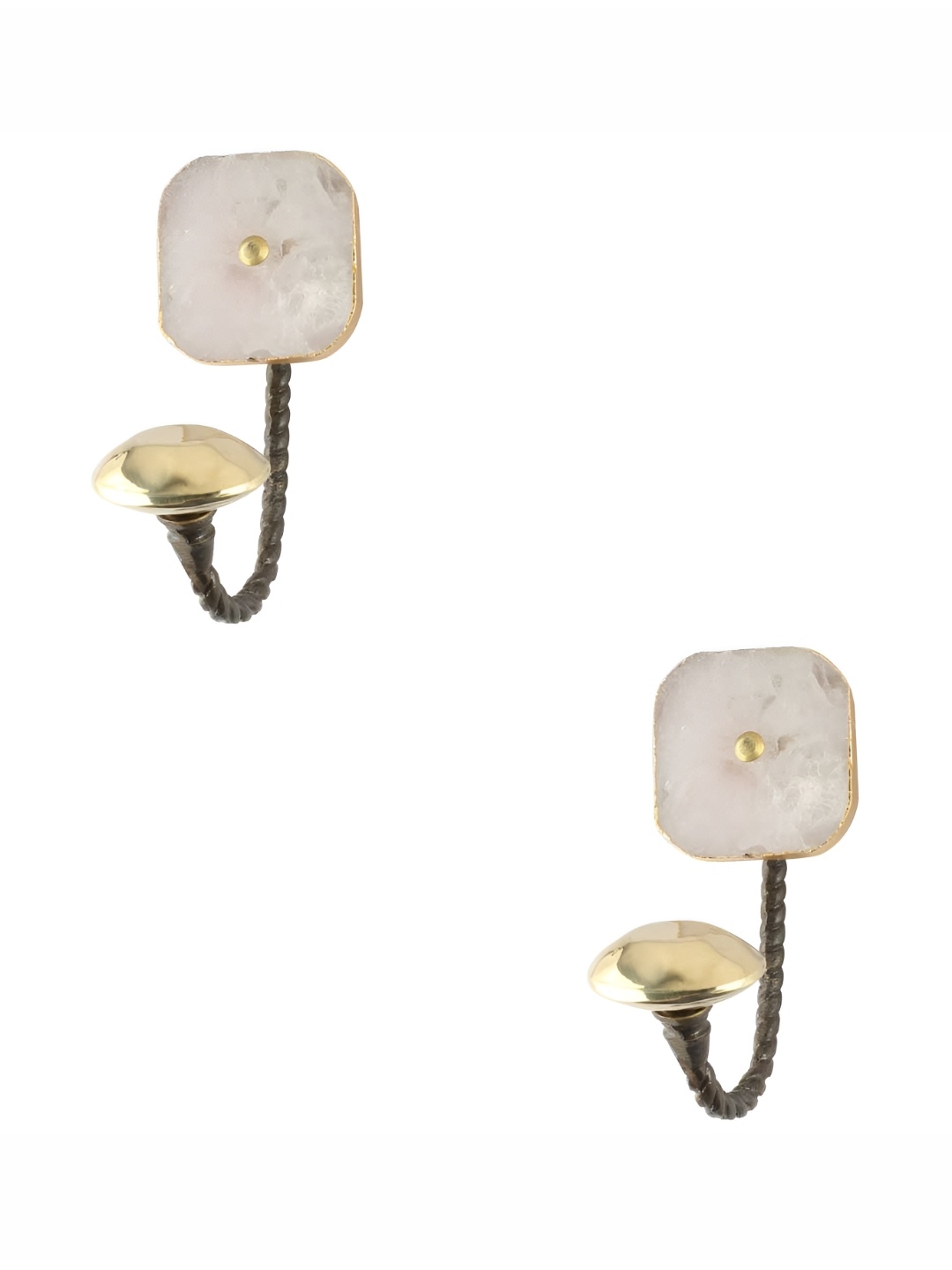 

IndianShelf White & Gold Toned 2 Pieces Stone Wall Hooks
