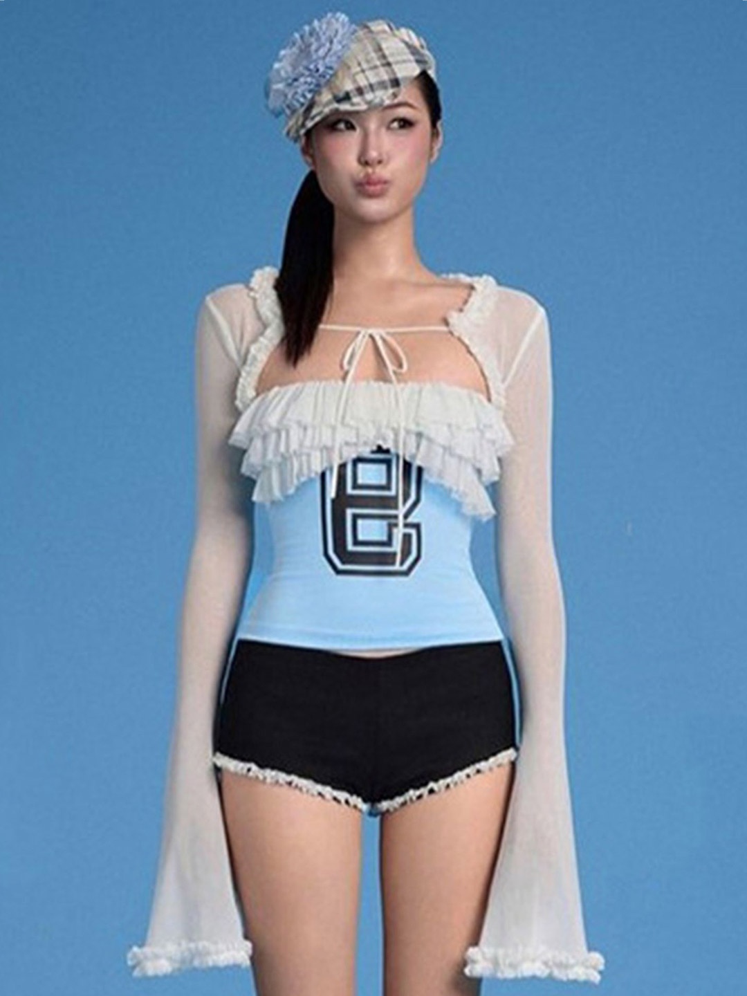 

LULU & SKY Women Crop Tie-Up Shrug, White