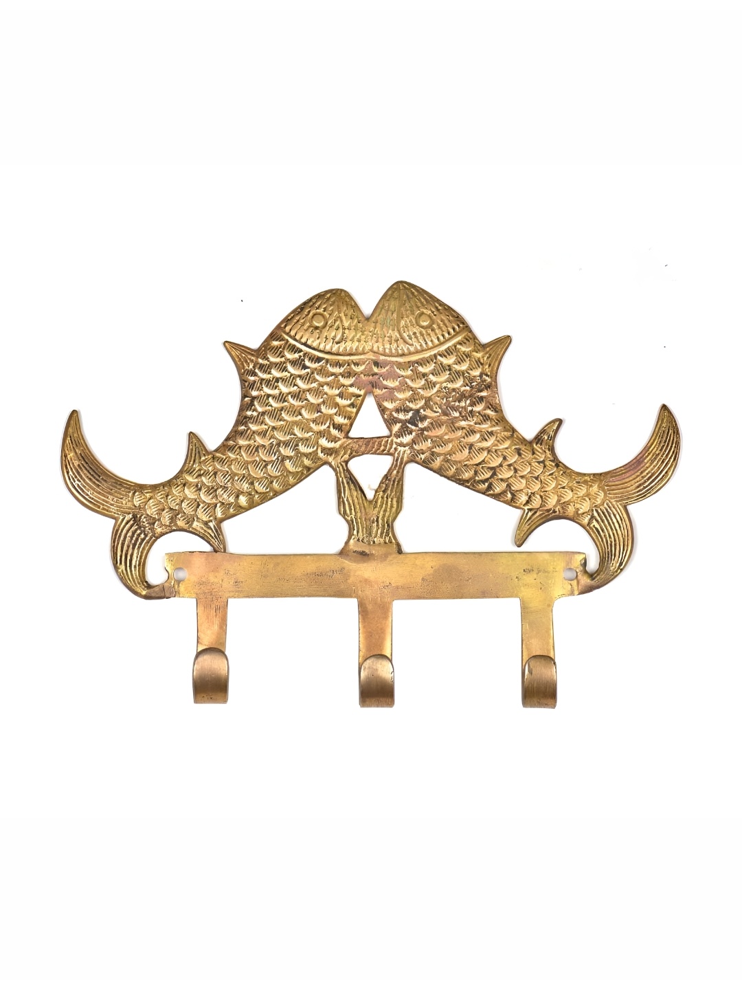 

IndianShelf Gold Toned Pai Fish Textured Ceramic Wall Hook