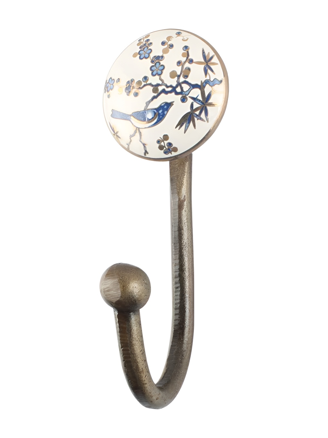 

IndianShelf White & Blue Ceramic Bird Door Hanger for Clothes Key Hook