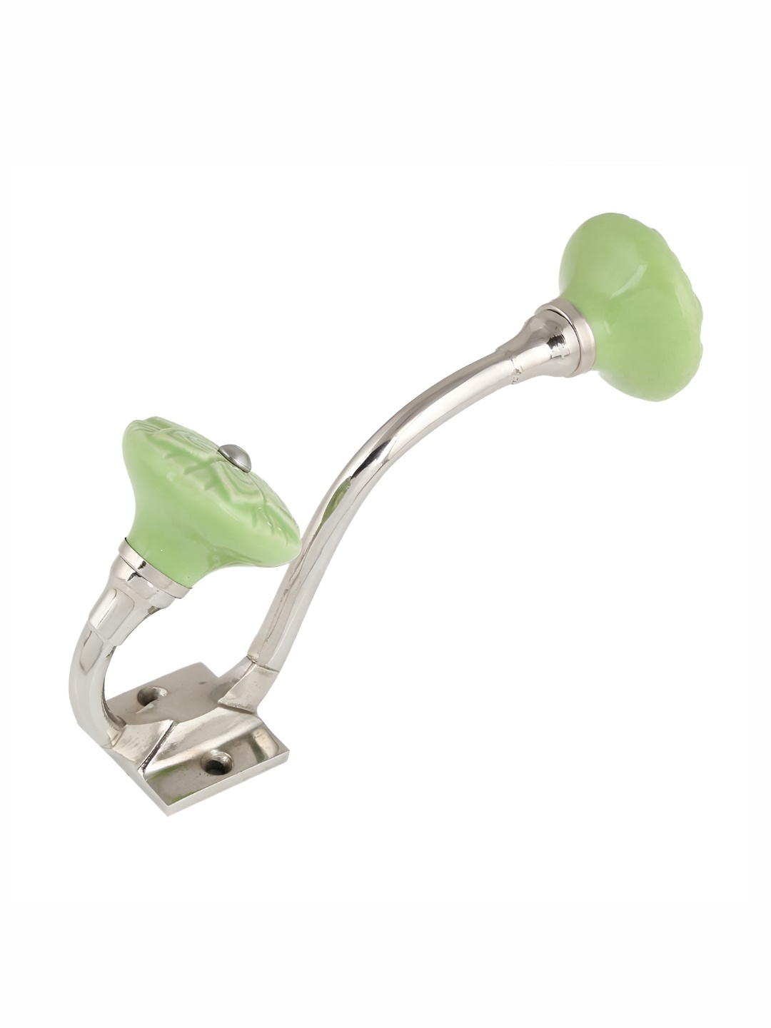 

IndianShelf Green & Silver Toned Ceramic Wheel Wall Hanger Hooks