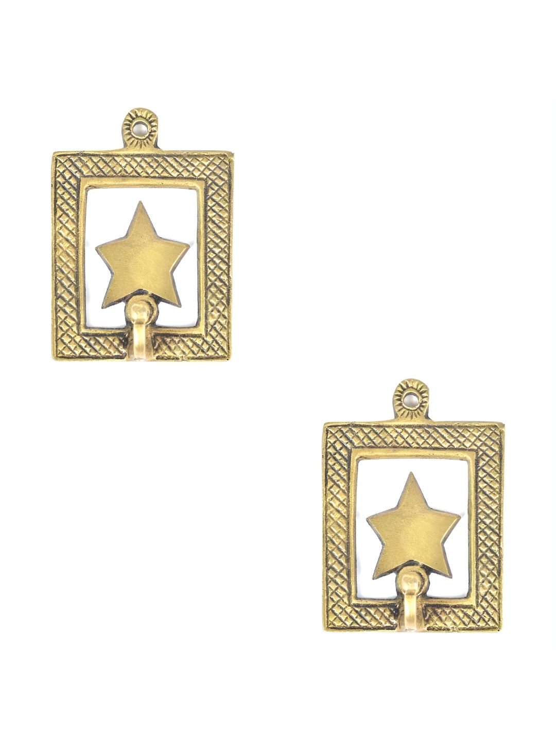 

IndianShelf Gold-Toned 2 Pieces Brass Star Wall Mounted Hooks