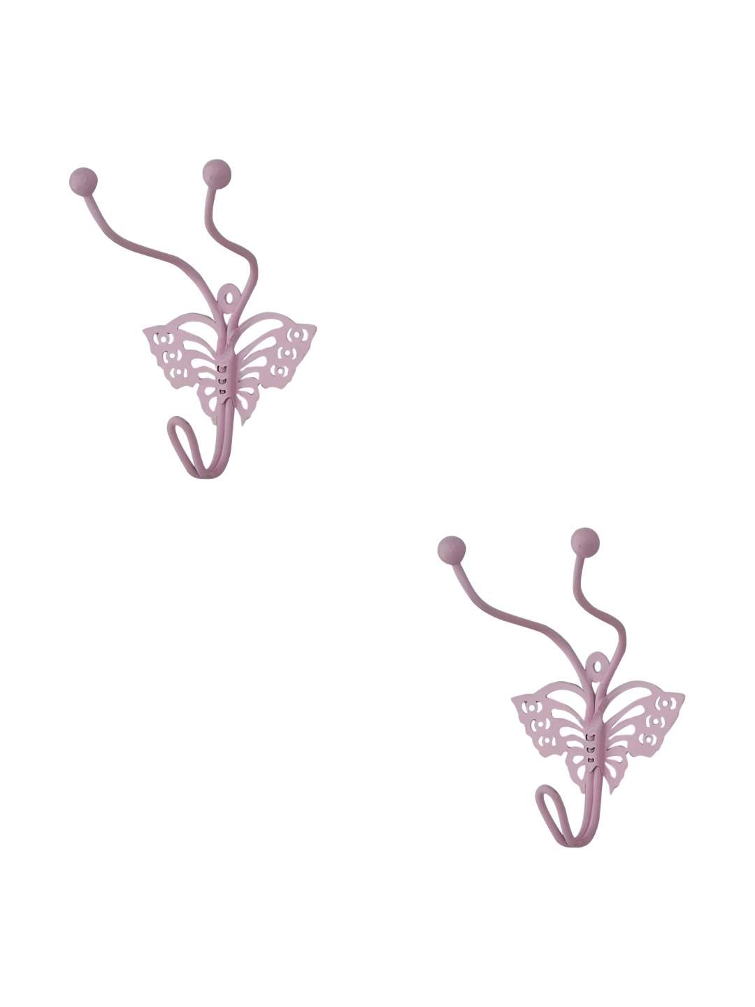 

IndianShelf Pink 2 Pieces Butterfly Iron Wall Hooks