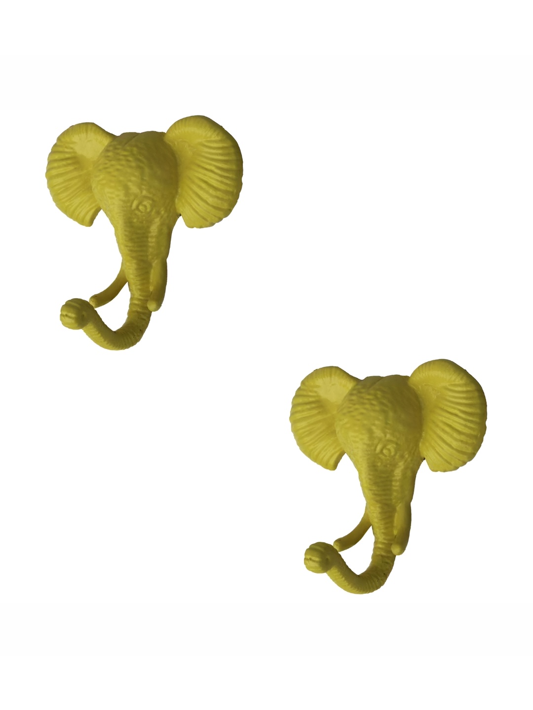 

IndianShelf Yellow 2 Pieces Iron Elephant Wall Hooks