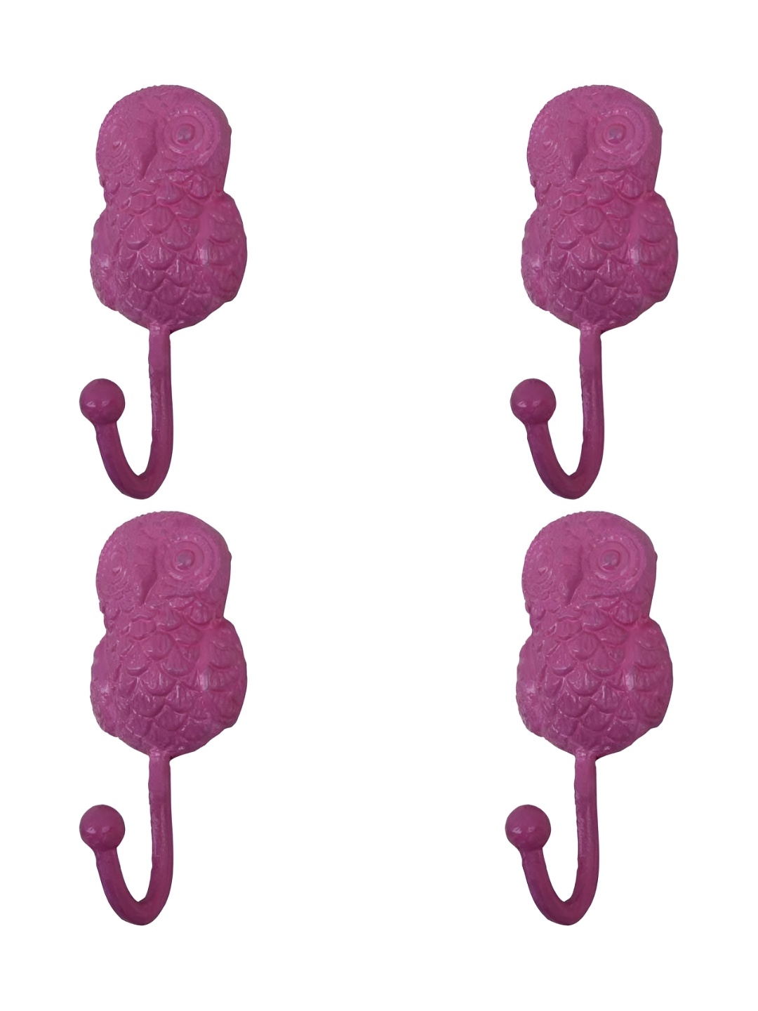 

IndianShelf Pink 4 Pieces Owl Iron Wall Hooks