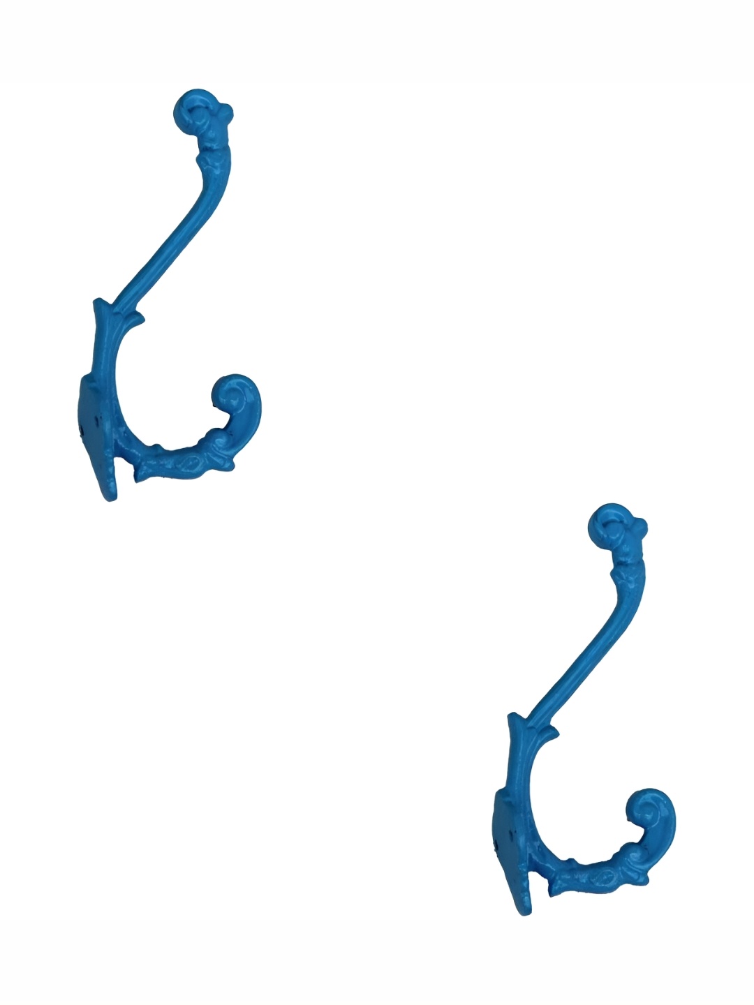 

IndianShelf Turquoise Blue 2 Pieces Metal Engraved Key Wall Hooks