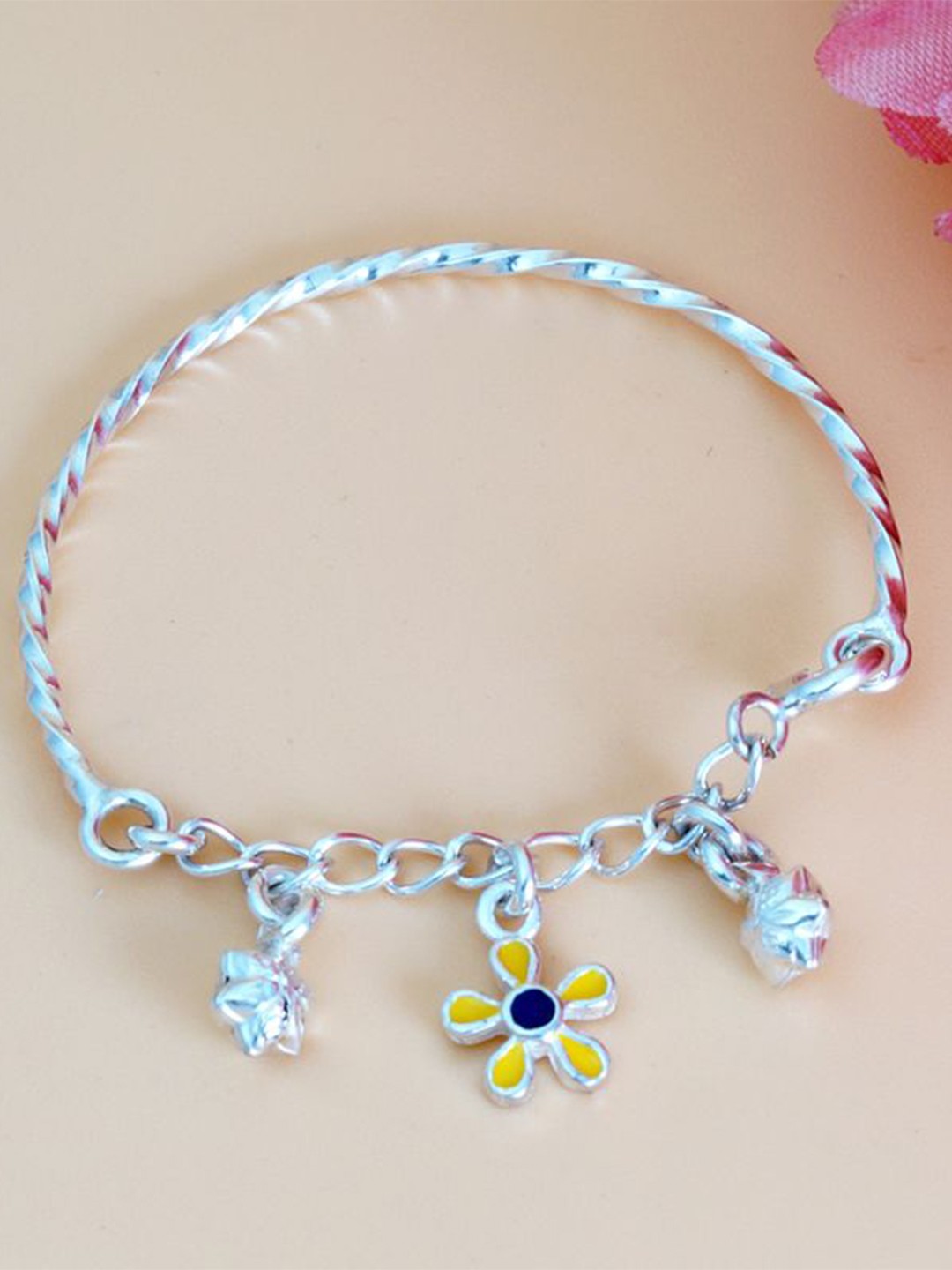 

Tuanz Silver Jewelry Kids Pack Of 2 925 Silver Enamelled Rhodium-Plated Charm Bracelet