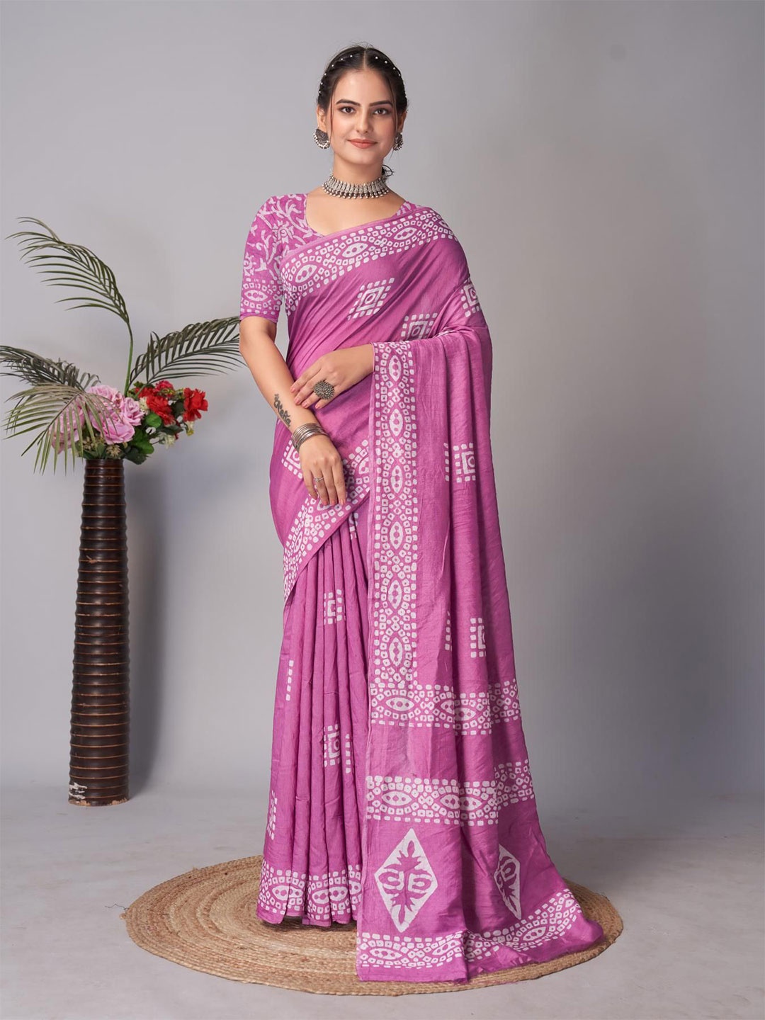 

Kalista Printed Chanderi Saree, Purple