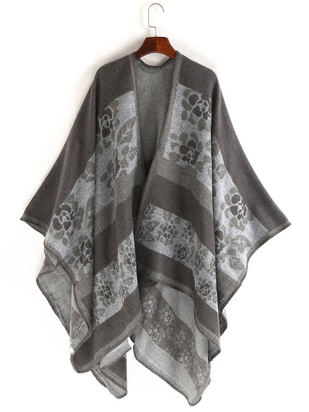 

LULU & SKY Women Printed Reversible Shrug, Grey