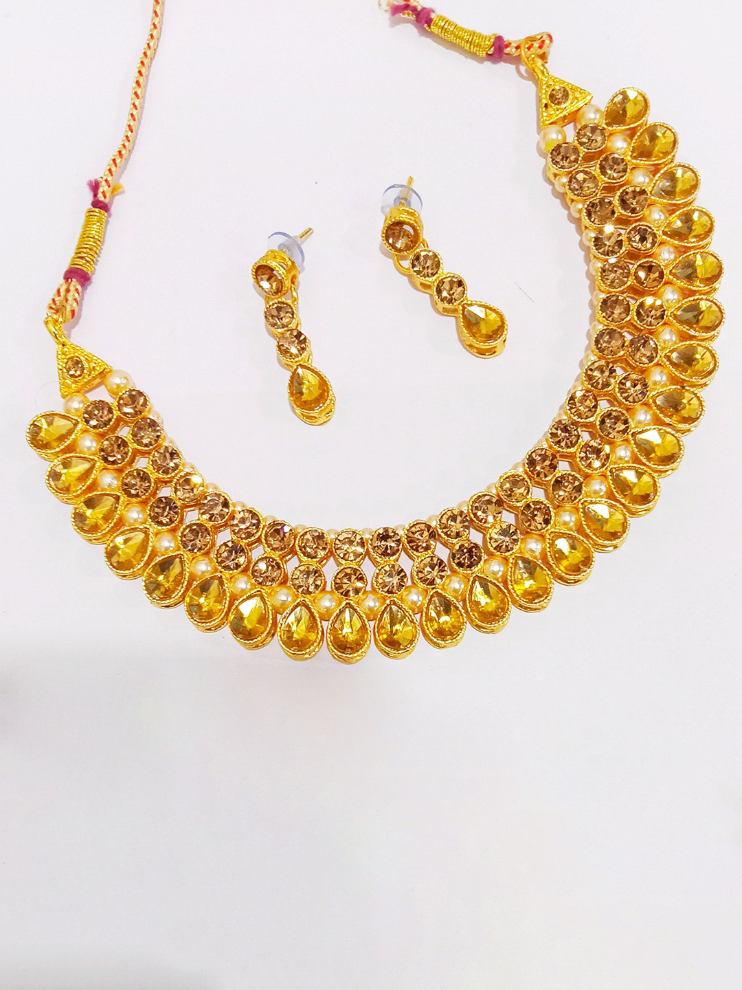 

Gyaan Jewels Gold-Plated Kundan-Studded Necklace & Earrings