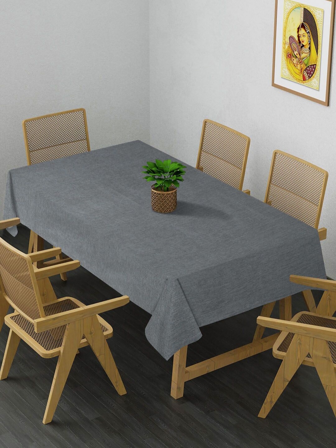 

Aura Grey Cotton 6-Seater Table Cover