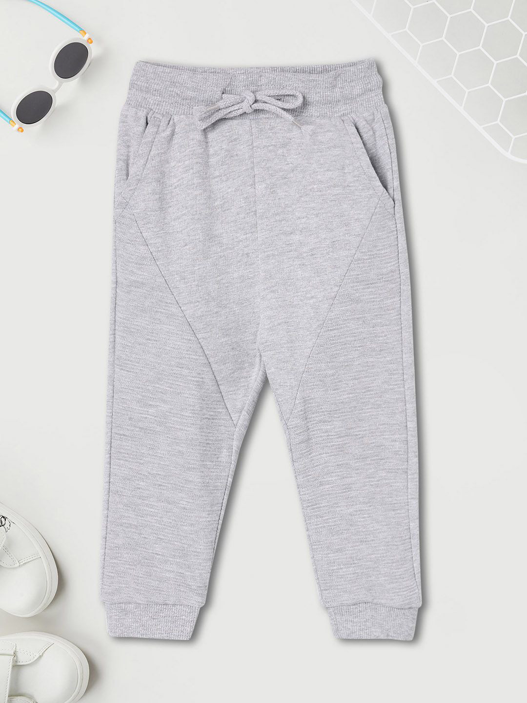 

max Boys Cotton Regular Fit Mid-Rise Joggers, Grey melange
