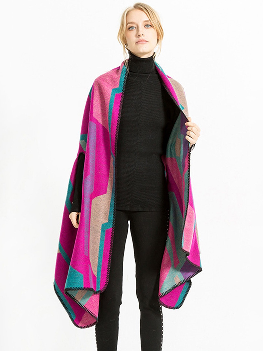 

LULU & SKY Women Printed Shrug, Pink