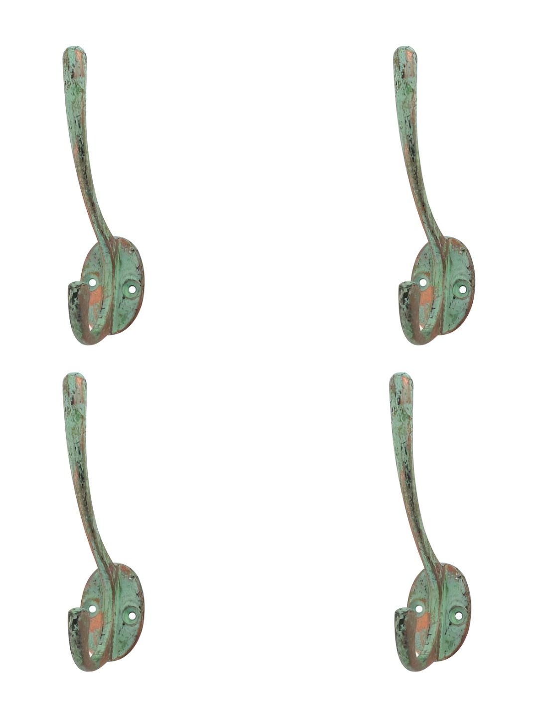 

IndianShelf Bronze Toned & Green 4 PiecesIron Hay Wall Hangers Key Hooks