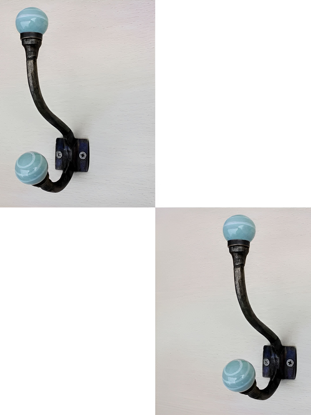 

IndianShelf Green 2 Pieces Ceramic Rack Wall Hangers Hooks