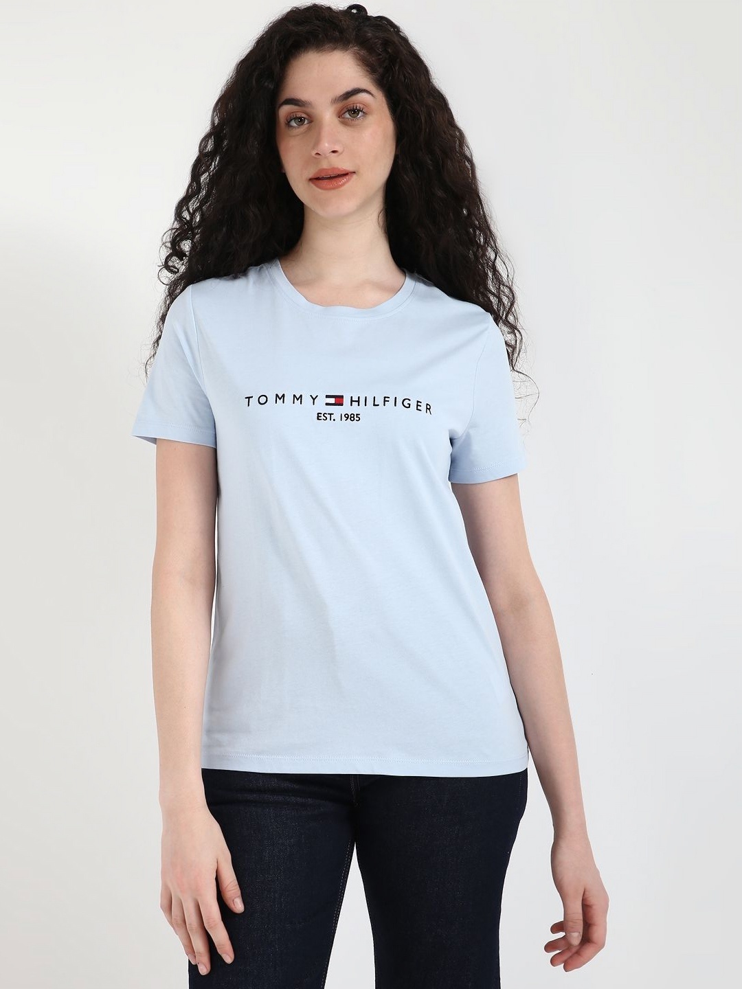 

Tommy Hilfiger Women Typography Printed T-shirt, Blue