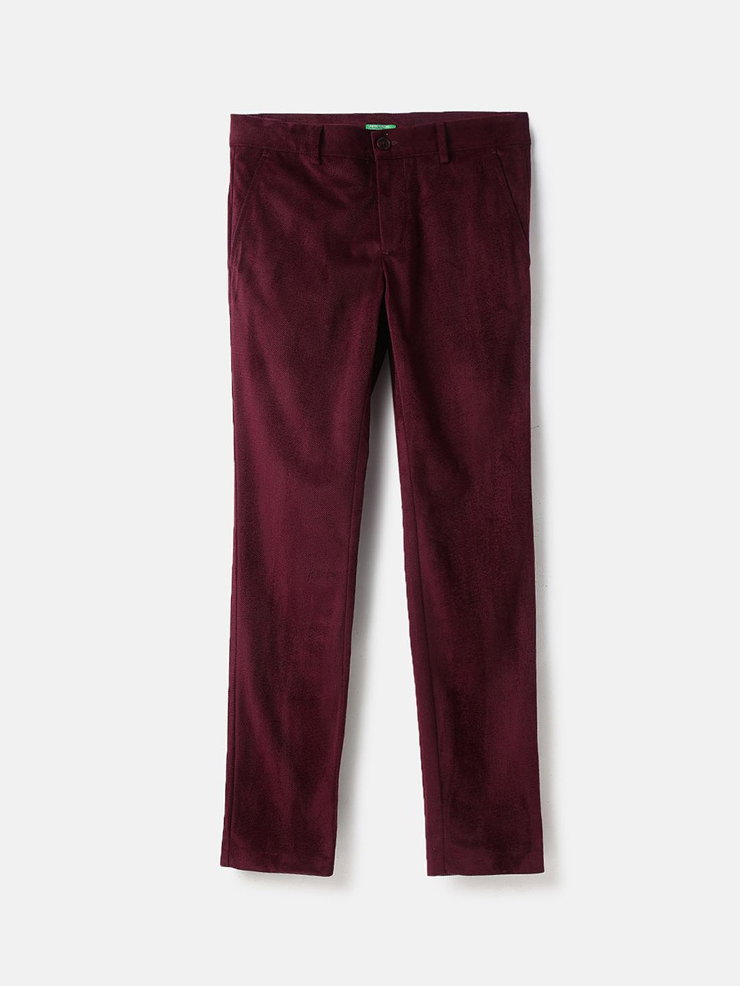 

United Colors of Benetton Boys Slim Fit Mid-Rise Trousers, Burgundy