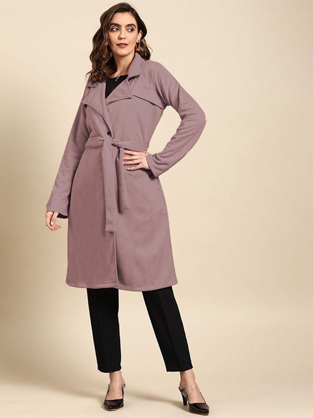 

Athena Women Single-Breasted Overcoat, Mauve