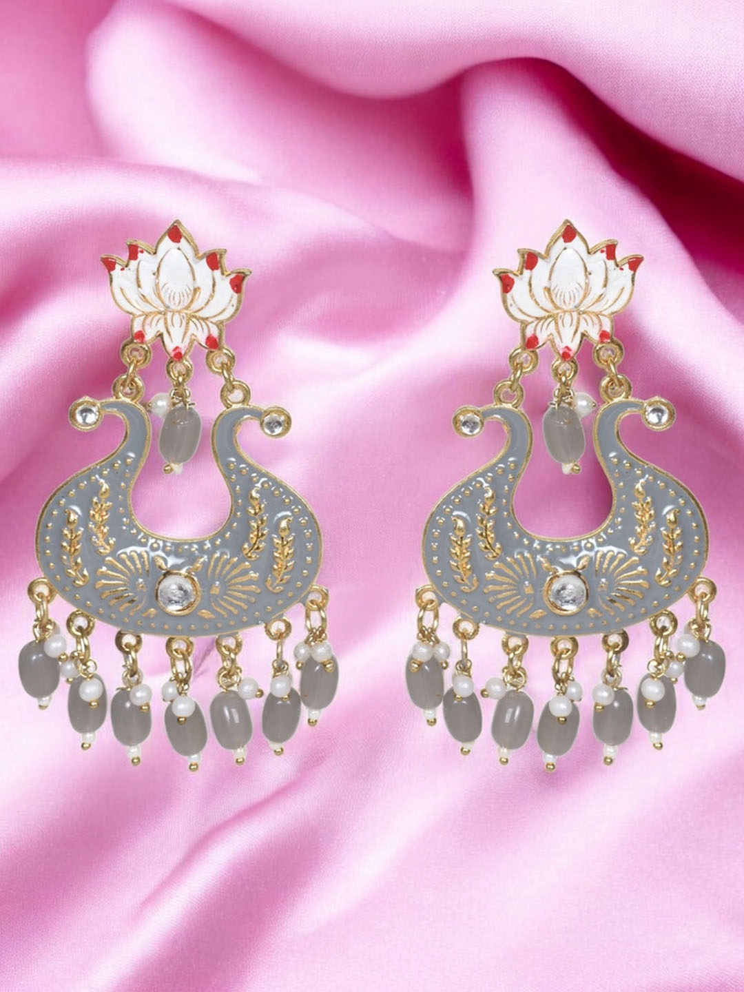 

Nilu's Collection Brass-Plated Floral Jhumkas Earrings, Gold