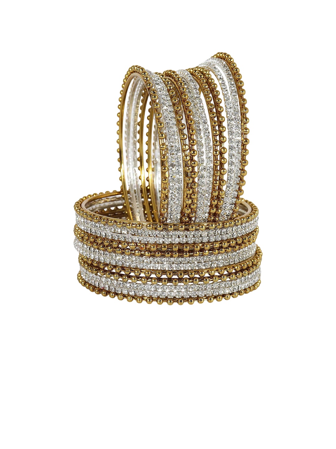 

Set of 4 Non-Precious Metal Base Linked with Ball Chain Bangles, Silver