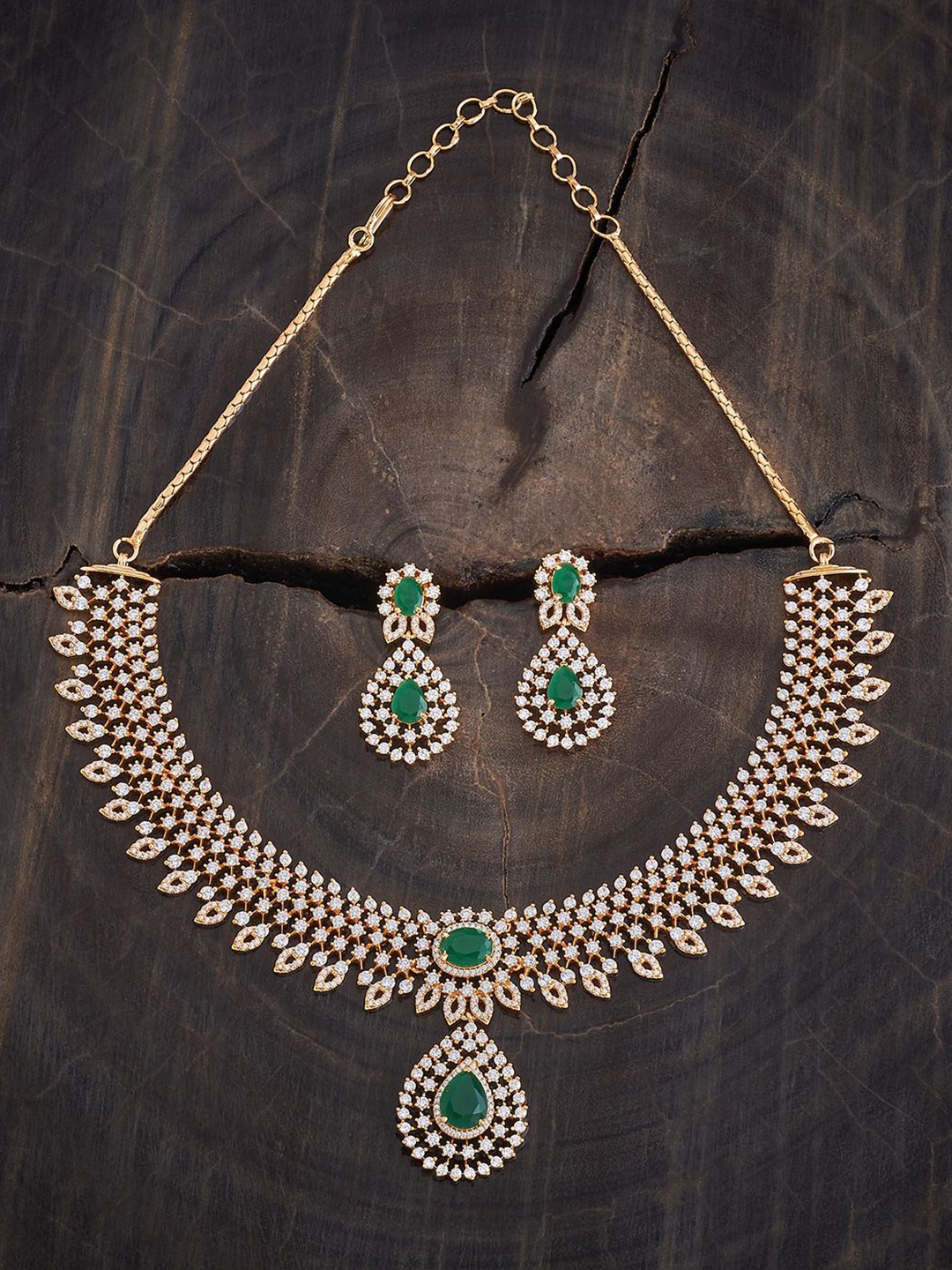 

Kushal's Fashion Jewellery Gold-Plated CZ-Studded Jewellery Set